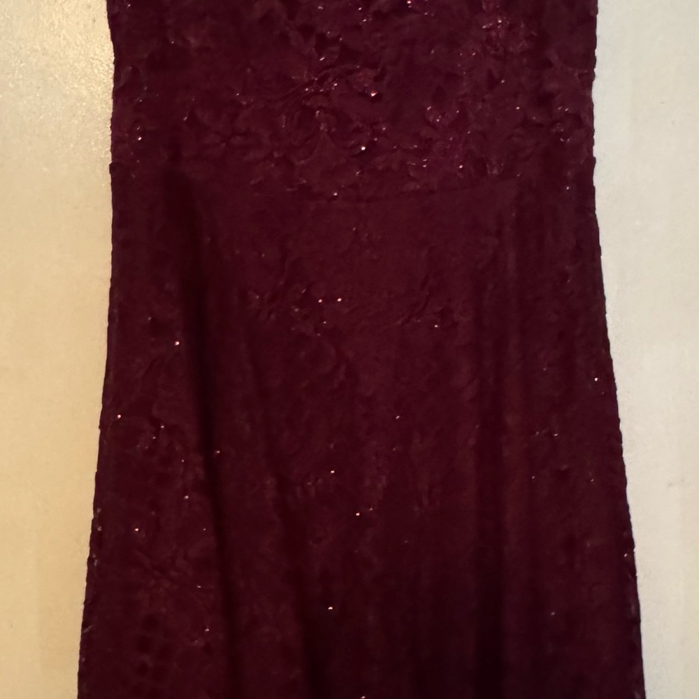 City Studio Strapless Burgundy Lace Dress